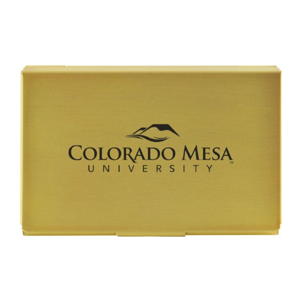 Metal Business Card Holder w/Official Colorado Mesa Logo, Gold | The Maverick Store